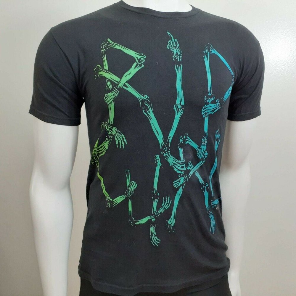 Rip Curl T-Shirt Men's Size Small Black Skeleton Surf Cotton Short Sleeve